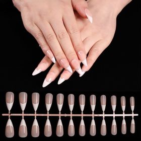 24Pcs Fake Nail Gradient French Ballet False Nails Daisy Design Manicure Nails Detachable Full Cover Press On Nail (Color: 314)