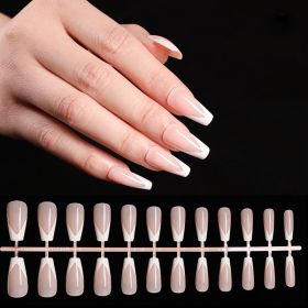 24Pcs Fake Nail Gradient French Ballet False Nails Daisy Design Manicure Nails Detachable Full Cover Press On Nail (Color: 425)