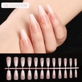 24Pcs Fake Nail Gradient French Ballet False Nails Daisy Design Manicure Nails Detachable Full Cover Press On Nail (Color: 308)